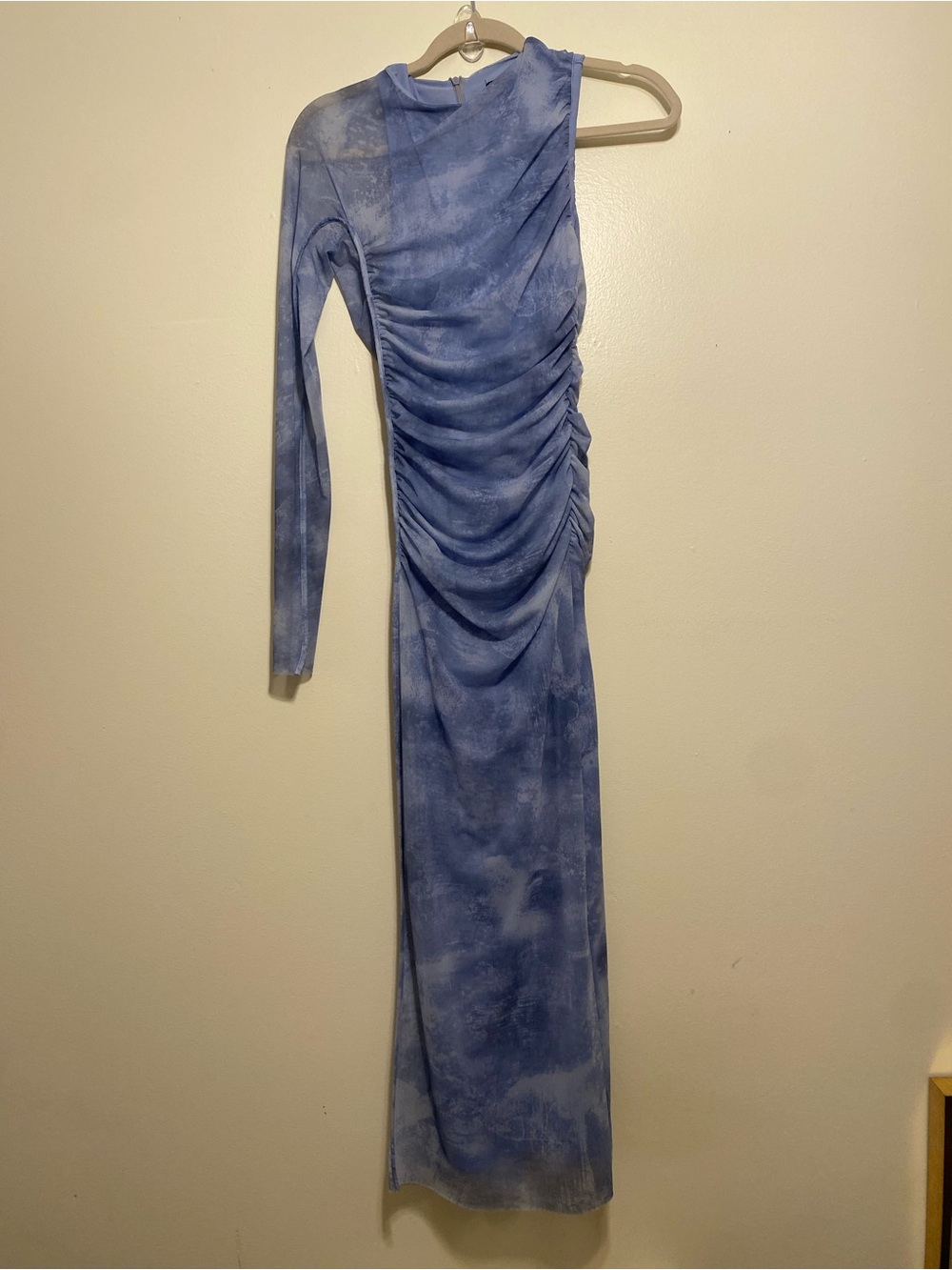 Women’s Blue Ruched One-Shoulder Dress. Size S. Style 3067/274/112